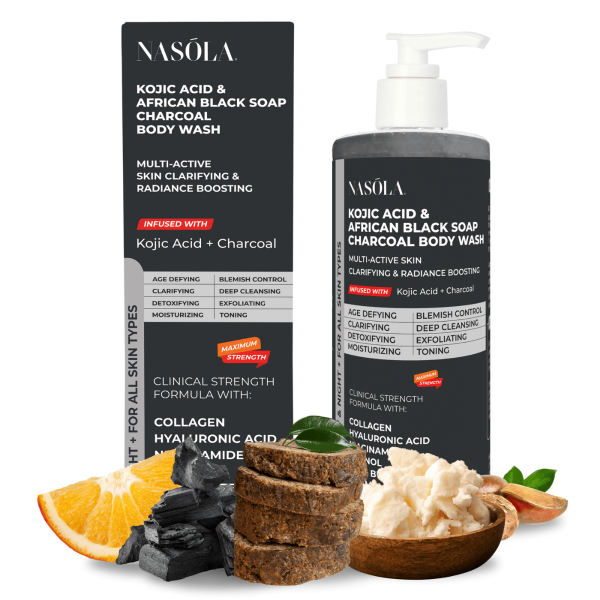 Nasola Kojic Acid & African Black Soap Charcoal Body Wash